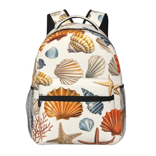 Ocean Seashell Starfish Backpack with Cushioned Straps for Laptop Tablet,11.4×5.9×15.7in,Beach Coastal Back Pack for Travel School,Multi-Pocket Storage Bookbag,Ideal Gifts for Sea Lovers - color: Ocean