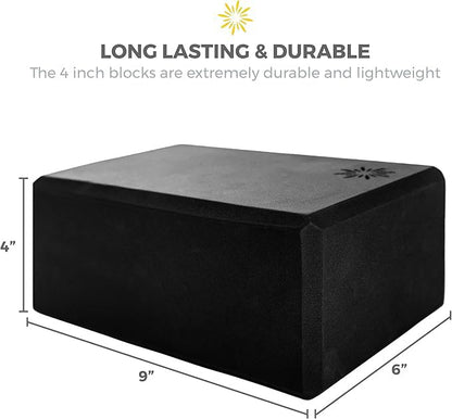4" Yoga Block, 10 Pack Bulk EVA Foam Yoga Blocks, Firm and Supportive Yoga Brick, Balance Foam for Stretching, Pilates, and Workout, 4" x 6" x 9" - color: Black