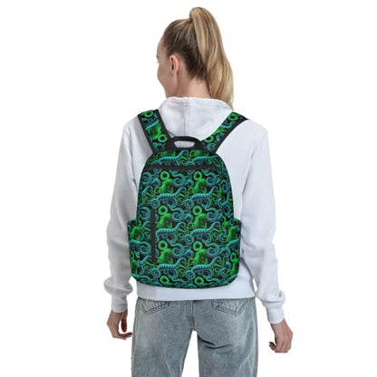 Travel Daypack Green Watercolor Octopus, Quick-Access Pocket, Side Bottle Holder, for Active Adults - color: Picture (50)