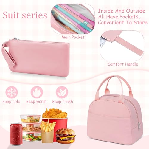 School Backpack For Girls - 6pcs Cute Girls Backpack With Lunch Box Set For Teens Women College Middle High School - 18″ School Bookbag Travel Back Pack - color: Pink-backpack Set