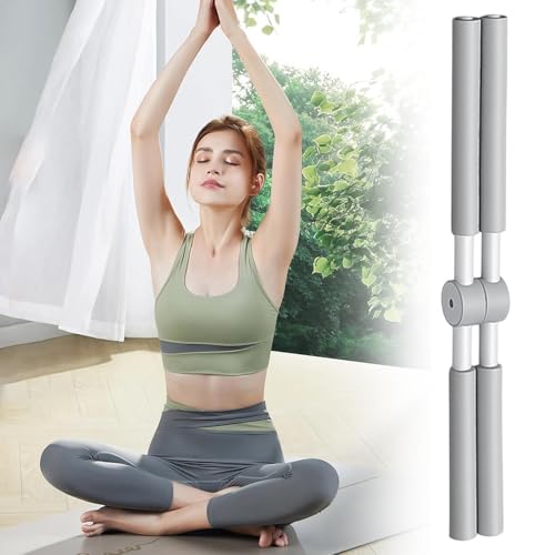 Yoga Postures Stick – Yoga Exercise Stick, Stretch Mobility Pole, Adjustable Pilates Training Bar, Portable Rehabilitation Fitness Tool | Lightweight Stretching Aid for Office Gym Travel Home - color: Gray