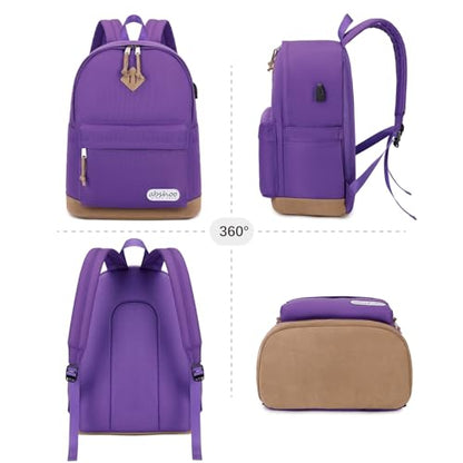 abshoo Basic School Backpack For College Middle High School Water Resistant Bookbag Travel Daypack (Purple) - color: Purple