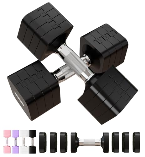 15LB 20LB 30LB 40LB 50LB Adjustable Dumbbell Set Free Weights Dumbbells Set for Women Men Hand Weights Sets Adjust Dumbbell Weight Sets for Home Gym Exercise Workout Strength Training Equipments - color: Black