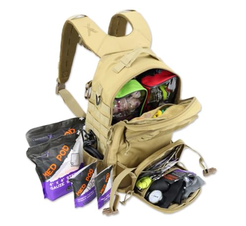 Lightning X Stocked Modular Trauma & Bleeding First Aid Responder Medical Backpack + Kit - TAN - color: Tan