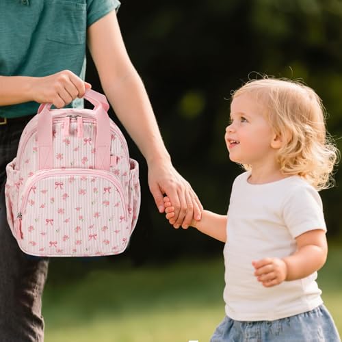 Bluboon Toddler Backpack for Girls Boys 2-4 Cute 12" Preschool Kindergarten Backpacks Kids Daycare Bags School Travel (Pink bow flower 212-Pink, Age 2-4 (12" H not Fit A4 Folder)) - color: Pink Bow Flower 212-pink, size: Age 2-4 (12" H not Fit A4 Folder)