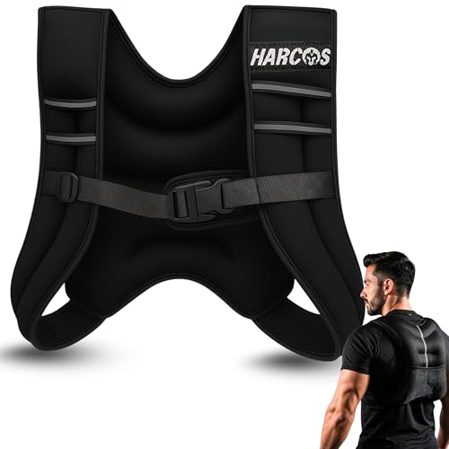 HARCOS Weighted Vest, 6lb/8lb/12lb/16lb/20lb/25lb/30lb Weight Vest with Reflective Stripe for Workout, Strength Training, Running, Fitness, Muscle Building, Weight Loss, Weightlifting - size: 6 lb