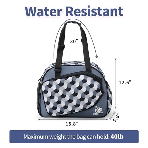 Boulder Bee Pickleball Bags, Premium Pickleball Tote Bag for Girls, Women’s Hand/Shoulder Gym Bag w Water Bottle Holder, with Pickleball Racquet/Paddle Holder - color: Blue Wave