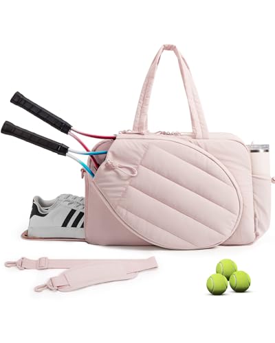 BAGSMART Tennis Gym Bag for Women, Tennis Backpack Holds 2 Rackets with Shoe Compartment, 15.6" Laptop Gym Backpacks for Court, Off-work, Everyday & Overnight Weekend - color: B-Candy Pink, size: Tennis Gym Bag