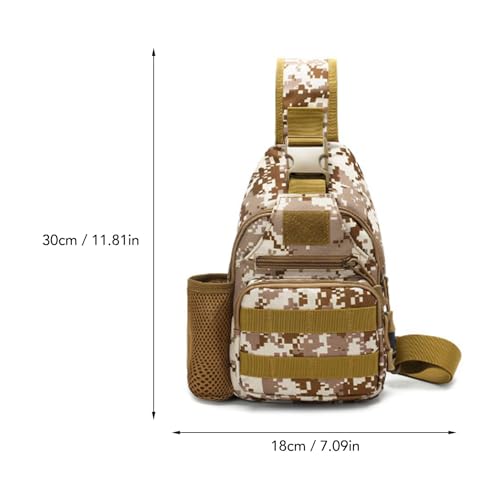RiToEasysports Sling Backpack, Multifunctional Chest Shoulder Sling Bag Outdoor Pack Adjustable Breathable Strap for Fishing Hiking Cycling (Desert)
