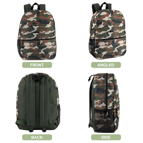 Trail maker 17 inch Backpack for Travel & Commute, Zippered Front & Mesh Side Pockets, Padded Straps - color: Camo Cool