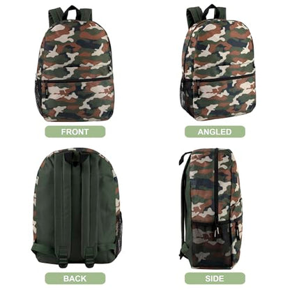 Trail maker 17 inch Backpack for Travel & Commute, Zippered Front & Mesh Side Pockets, Padded Straps - color: Camo Cool