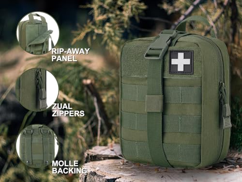 Molle First aid Kit pouch Empty ifak bag EMT Tactical Pouch for Med Rescue - color: OD