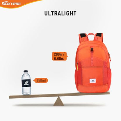 SKYSPER Small Hiking Backpack for Men Women 20L RFID Packable Daypack Ultralight Foldable Back Pack Lightweight Collapsible Travel Day Pack - color: Orange