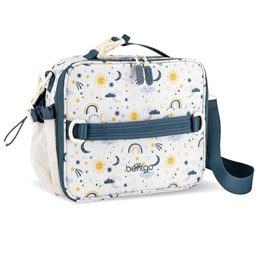 Bentgo Kids Lunch Bag - Durable, Double-Insulated Lunch Bag for Kids 3+; Holds Lunch Box, Water Bottle, & Snacks; Easy-Clean Water-Resistant Fabric & Multiple Zippered Pockets (Friendly Skies) - color: Friendly Skies