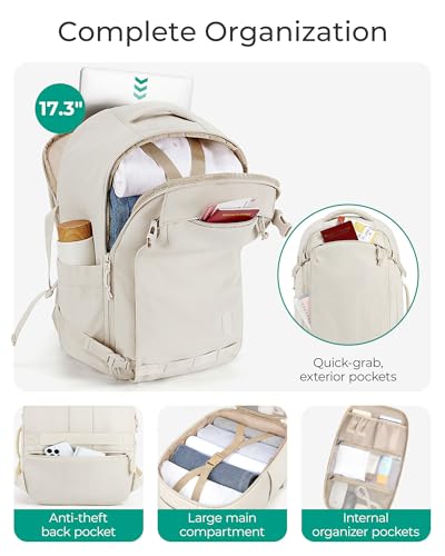 BAGSMART Travel Backpack Women, 17.3 Inch Carry On Backpack Flight Approved, TSA Approved Personal Item Travel Bag, Water Resistant Weekender Bag Luggage Daypack, Charcoal - color: Charcoal, size: 17.3 Inch