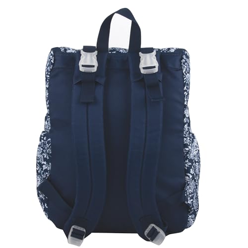 Multi-Function Floral Diaper Backpack and Travel Nappy Baby Bag with Changing Pad and Stroller Straps - color: Navy Blue Floral
