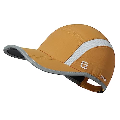 GADIEMKENSD Reflective Folding Outdoor Hat Unstructured Design UPF 50+ Sun Protection Sport Hats for Womens and Mens - color: Dark Goldenrod