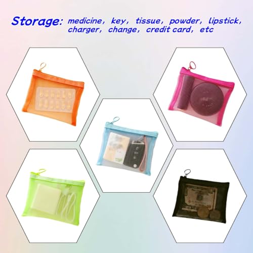 5 Pack Small Mesh Zipper Pouch Bags for Purse & 5 Pack Mesh Pencil Pouches, Mini Purse Organizer Pouches, Small Travel Toiletry Pouch Bag, Diaper Bag - color: Mix (A5+B7)