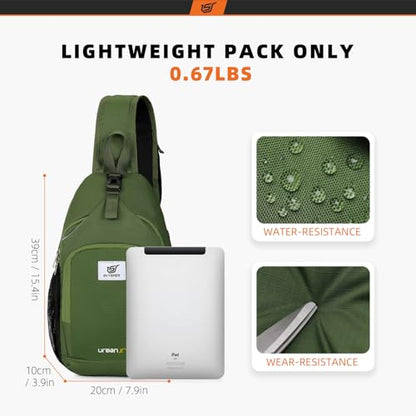 SKYSPER Sling Bag RFID Crossbody Sling Backpack Cross Body Shoulder Bag Travel Hiking Daypack for Women Men(Army Green) - color: Army Green