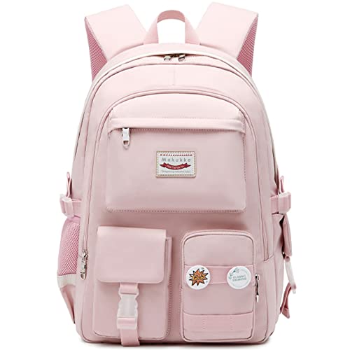 Makukke School Backpacks for Teen Girls - Laptop Backpacks 15.6 Inch College Cute Bookbag Anti Theft Women Casual Daypack,Pink Backpack - color: Pink