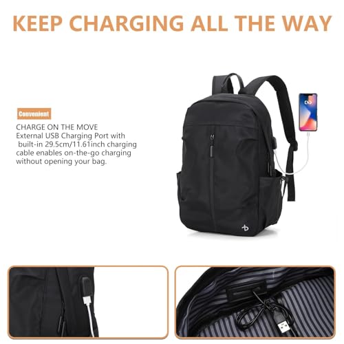 BESMART Lightweight Travel Laptop Backpack，Business Waterproof Slim Sturdy Laptops Backpack Personal Item Bag, College School Computer Bag with USB Port&Trolley Sleeve Fits 15.6 Inch Notebook