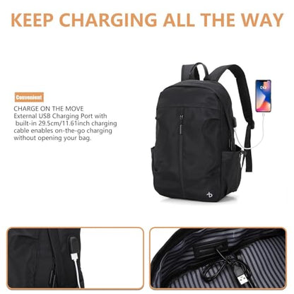 BESMART Lightweight Travel Laptop Backpack，Business Waterproof Slim Sturdy Laptops Backpack Personal Item Bag, College School Computer Bag with USB Port&Trolley Sleeve Fits 15.6 Inch Notebook