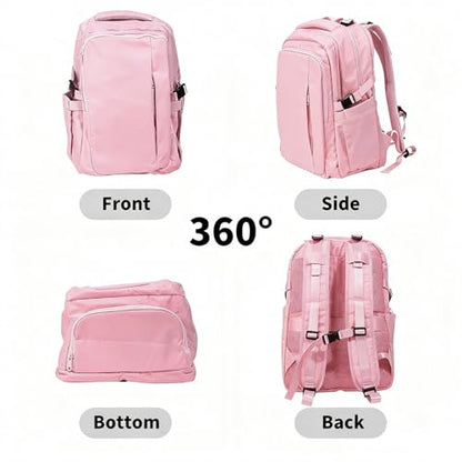 Travel Backpack for Women Men Carry on Backpack, Airline Approved Large Travel Bag Flight Approved Personal item, 15.6 Inch Laptop Backpack Casual Daypack for Weekender Business Hiking-PINK - color: Pink