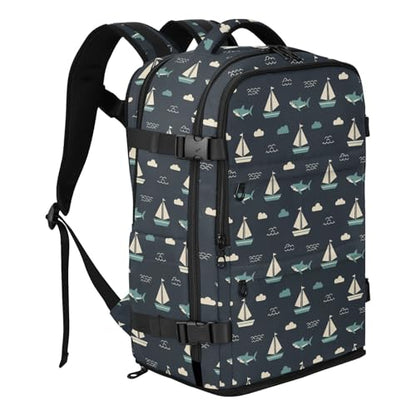 Travel Backpack with Shoe Compartment, 20L Large Capacity Laptop Backpack for Men Women, Sailboats Daypack for Traveling Hiking Carry On