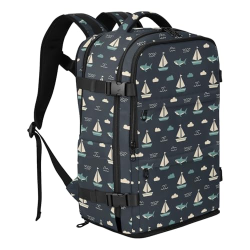 Travel Backpack with Shoe Compartment, 20L Large Capacity Laptop Backpack for Men Women, Sailboats Daypack for Traveling Hiking Carry On