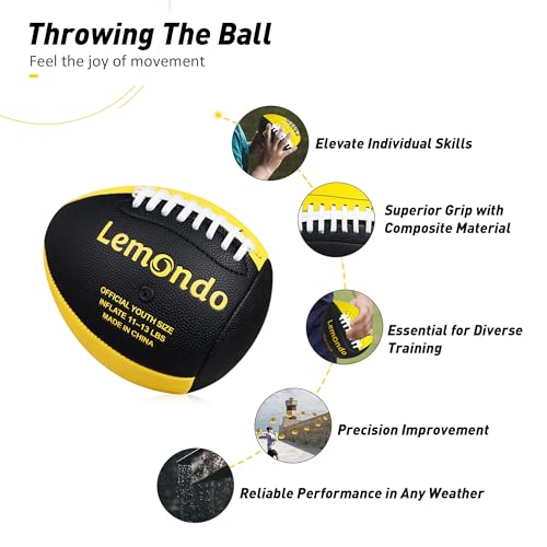 PassCatch Training Football, Enhance Passing Catching Skills, Official & Youth Size(with Pump) - style: Yellow Black 7#(Ages 5-14)