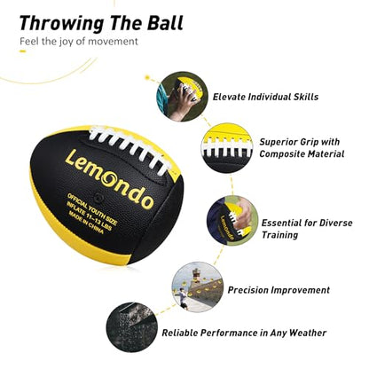 PassCatch Training Football, Enhance Passing Catching Skills, Official & Youth Size(with Pump) - style: Yellow Black 7#(Ages 5-14)