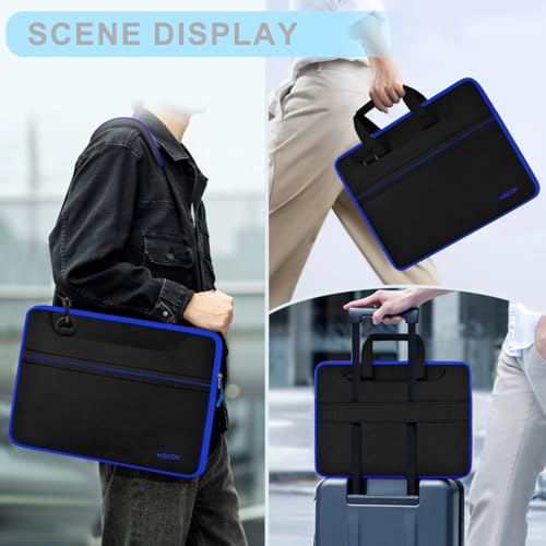 Hseok Laptop Shoulder Bag 15.6-16 inch Case,Water-Resistant Shockproof Computer Handbag with Small Case Compatible with MacBook Pro/Neo 16",Mac Air 15 M5, XPS 15/16 and most 15.6-16 PC,Black-blue - color: Black-blue, size: 15.6-16"