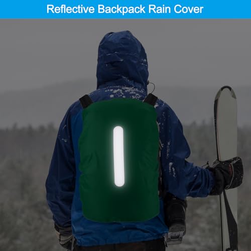 PATIKIL Waterproof Backpack Rain Cover, Non-Slip Backpack Cover with Vertical Reflective Strap Stay Dry for Hiking, Camping, Hunting - color: Dark Green, size: XX-Large