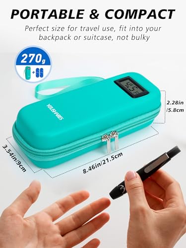 YOUSHARES Insulin Cooler Travel Case with Temperature Display - Refrigerated Medicine Cooling Bag with 2 TSA Approved Ice Pack, Medication Pen Diabetic Supplies Organizer for Trip and Daily - color: 02 Green