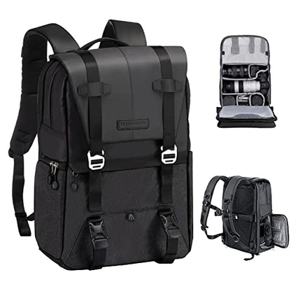 K&F CONCEPT Camera Backpack, Camera Bags for Photographers Dslr Cameras Compatible for Canon Nikon Sony DJI Mavic Drone, 20L Large Capacity Bag Cover 15.6 Inch Laptop Camera Cases with Raincover - color: 01-grey