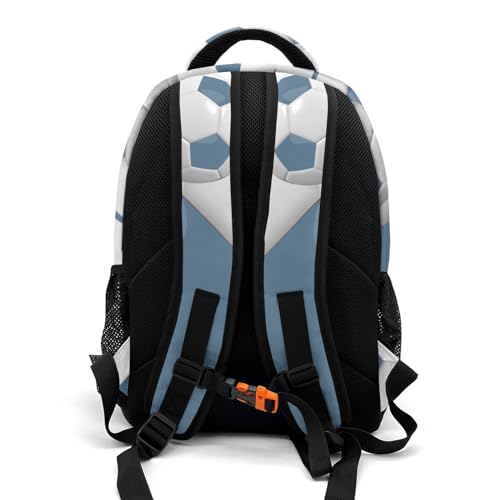 Personalized Casual Backpack Sport Ball Athlete Player Soccer Aegean College School Laptop Travel Daypack for Boys Girs 16.5 Inch - color: Aegean