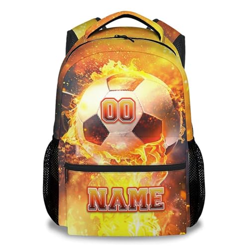 School Bags for Boys, Personalized Soccer Backpack for Kids Girls, Sport Theme Bookbag School Essentials, 17 Inch Custom Toddler Primary Book Bag with Name - color: Color-2