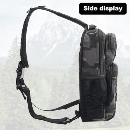 Rover Sling Pack Tactical Shoulder Sling Bag Backpack with Bottle Holder Crossbody Chest Bag, Black Camo - color: Black Camo