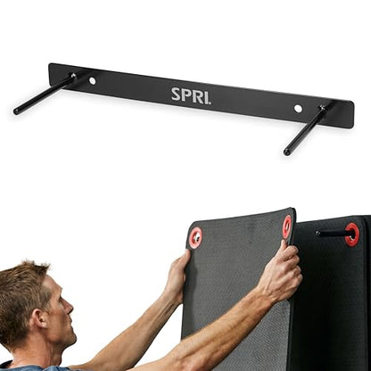 SPRI Hanging Exercise Mats for Gyms, Closed-Cell Foam Yoga & Fitness Mats with Grommets, Thick Workout Mats for Studios & Group Fitness Classes, Wall Rack Mat Holder Storage, Black - style: Hanging Rack