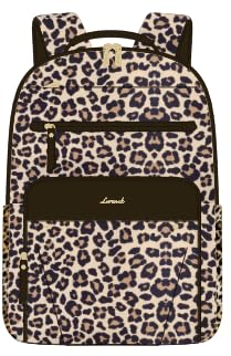 LOVEVOOK Laptop Backpack for Women with Leather Trim & Tumbler Pockets, 15.6" Work Backpack Purse, Travel Personal Item Bag, Carry On Business Computer Bag for Office, or Gift, Pro Leopard - color: Pro Leopard, size: 15.6 inches