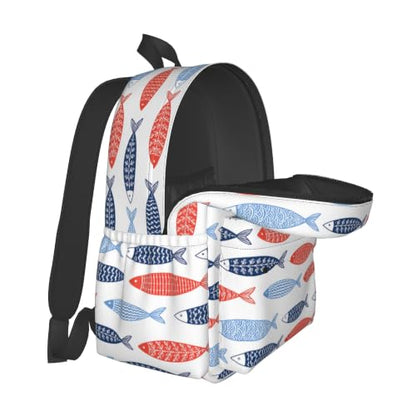 Ocean Fish Backpack School Bag Lightweight Bookbag Casual Daypack for Girls Boys Kids Women Men Travel Laptop 16 Inch - color: Fish