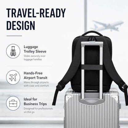 Business Laptop Backpack for Men and Women, Water-Resistant Travel Backpack Fits 15.6 Inch Laptop, Lightweight Work Backpack with USB-Free Smart Organization for Office, Commute and Travel