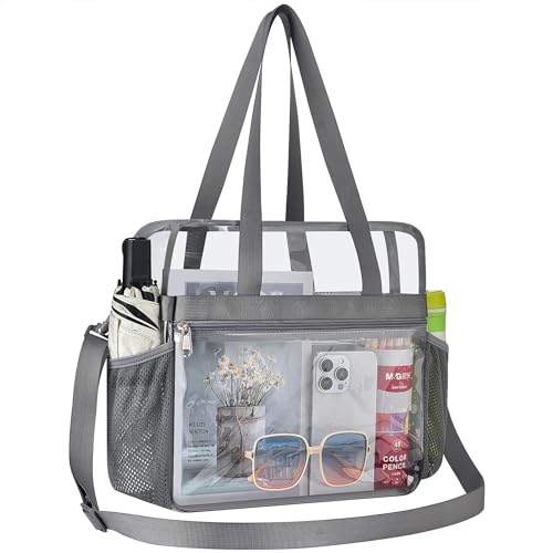Oraben Clear Tote Bag Clear Bag Stadium Approved 12x6x12 Stadium Bag for Work, Sports Games,Gym - color: Grey, style: One Pocket
