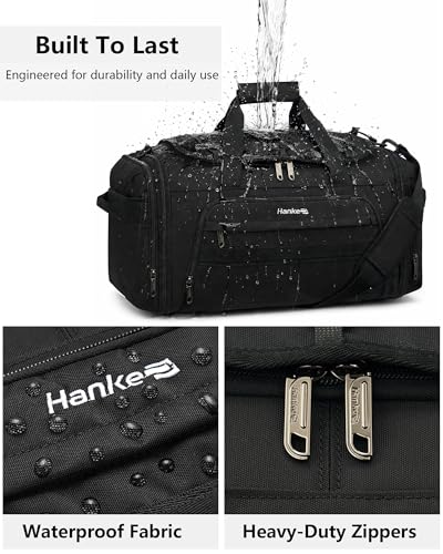 Hanke Gym Bag for Men Women, Expandable 45L-55L Large Capacity Travel Duffle Bag, 3-in-1 Weekender Backpack with Shoe Compartment & Wet Pocket, Durable Water-Resistant, Grey - color: Grey