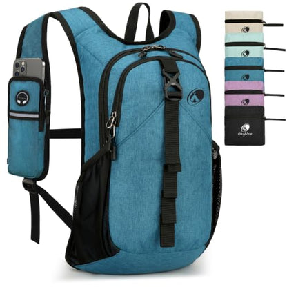 Folding Hiking Backpack with Phone Pocket for Men Women, Small Ultralight Packable Casual Daypack with Shoulder Chest Straps for Travel, 15L Foldable Lightweight Day Pack, Blue - color: Lake Blue