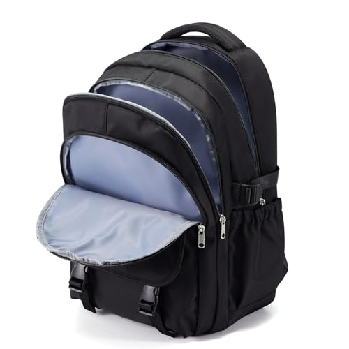 Black Waterproof Aesthetic Backpack For School, Cute High School Bookbag For Teen Girls Boys, Lightweight Casual Daypack Backpack For Women Men, College Backpack With Lots Of Pockets - color: Black