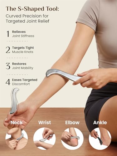 Rena Chris Muscle Scraper Tool Set, Stainless Steel Body Gua Sha for Physical Therapy, Deep Tissue Massage & Lymphatic Drainage, Travel Pouch & Guide Included (3-Piece Kit)