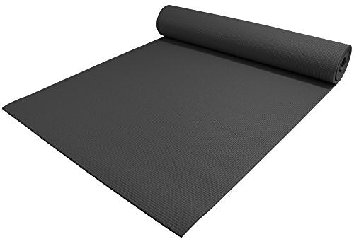 YogaAccessories 1/4" Thick High Density Deluxe Non Slip Exercise Pilates & Yoga Mat - color: Black