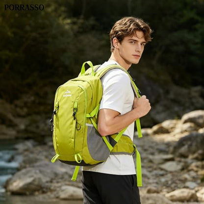 30L Hiking Backpack with Hydration Compartment Water Resistant Outdoor Daypack with Breathable Back System Rucksack for Camping Travel Daily Use Green - color: Green