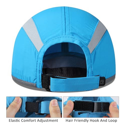 GADIEMKENSD Reflective Folding Outdoor Hat Unstructured Design UPF 50+ Sun Protection Sport Hats for Womens and Mens - color: Sky Blue